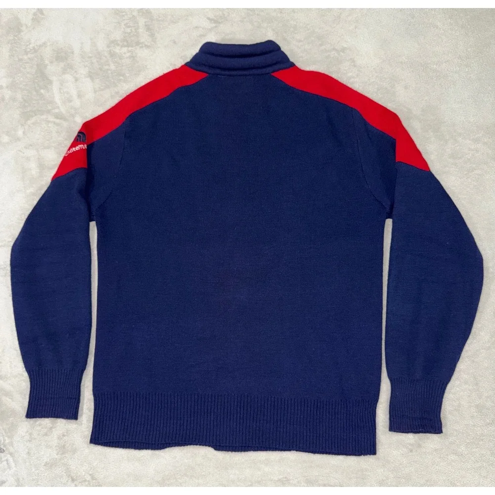 Vintage The North Face Extreme Quarter Zip Knit Sweater Navy Red Mens M
